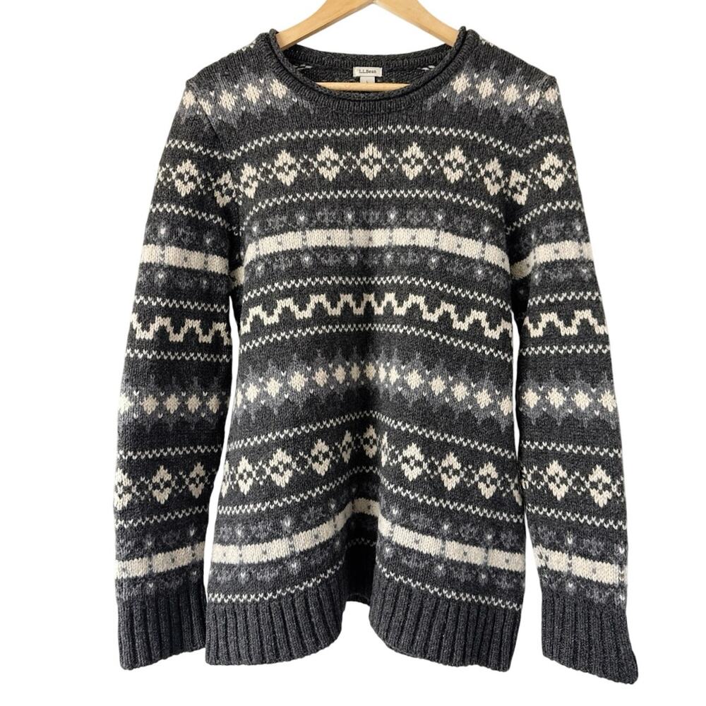 L.L.Bean Women’s Classic Ragg Lambswool Sweater Crewneck Fair Isle Size L